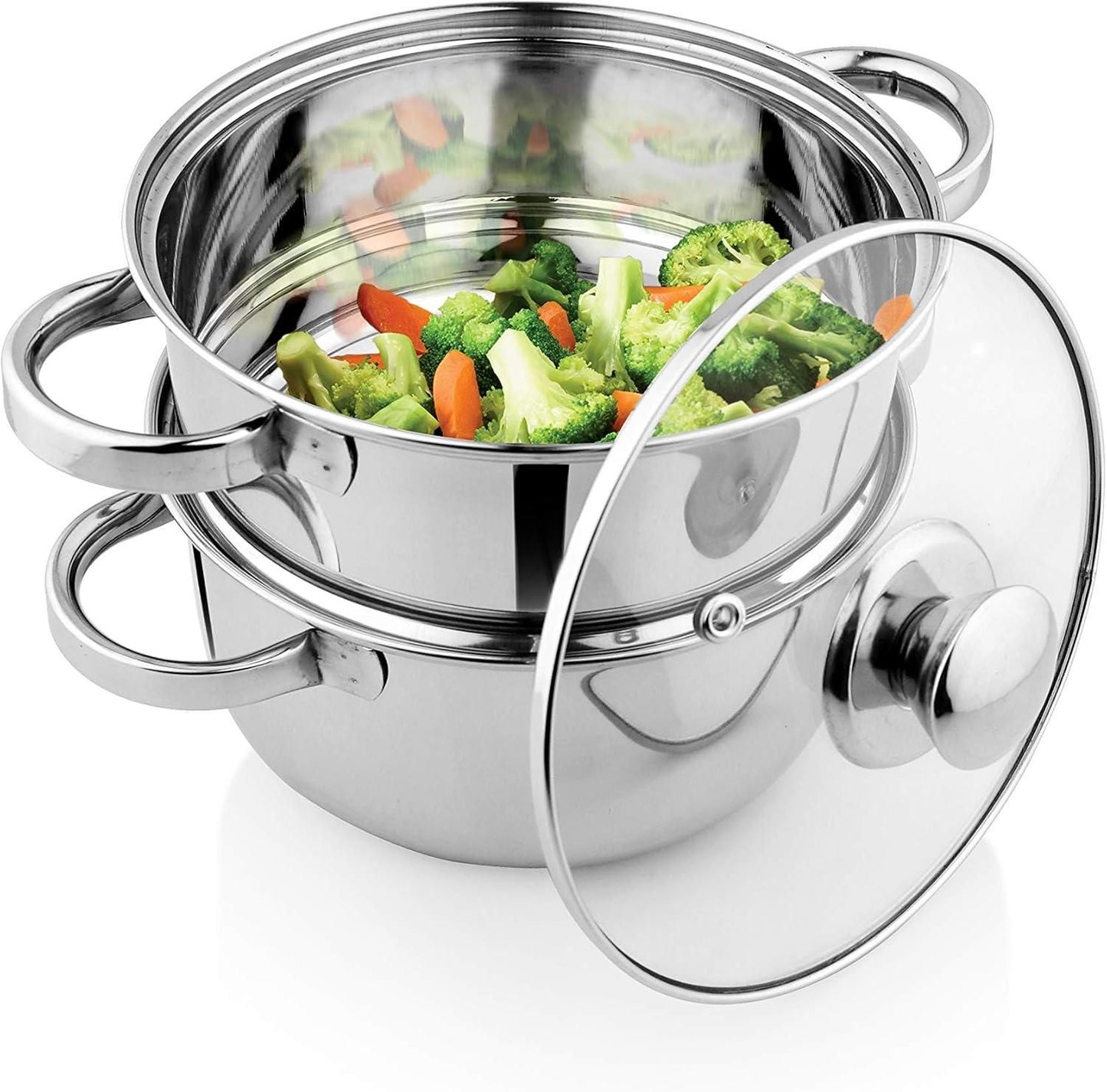 Stainless Steel 2 Tier Steamer Set with Lid